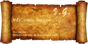 Váradi Gejza névjegykártya